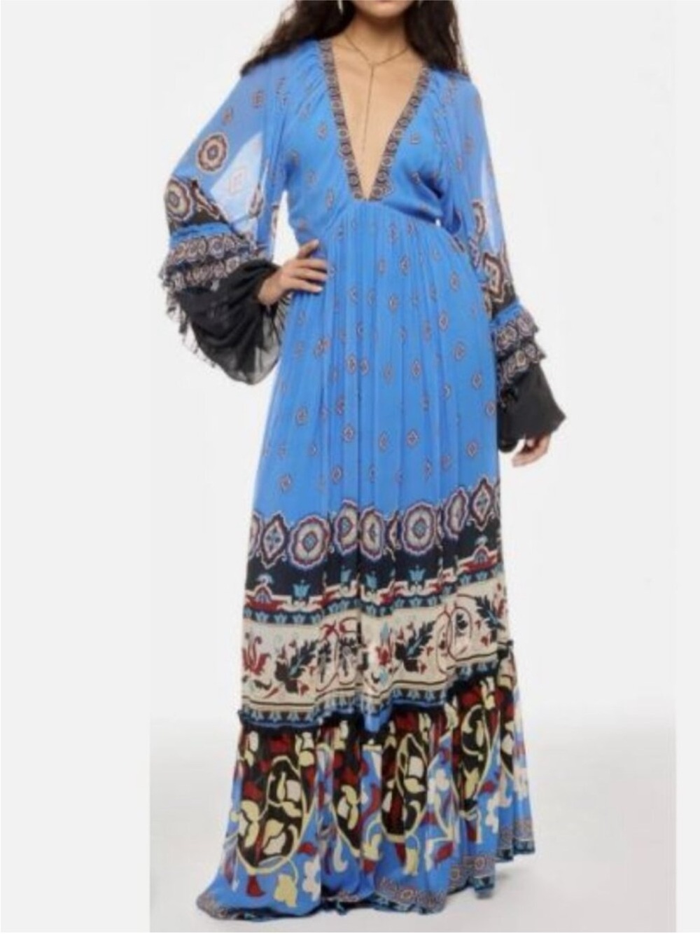 FARM Rio Blue Printed High-Low Maxi Dress - Picture 3 of 8